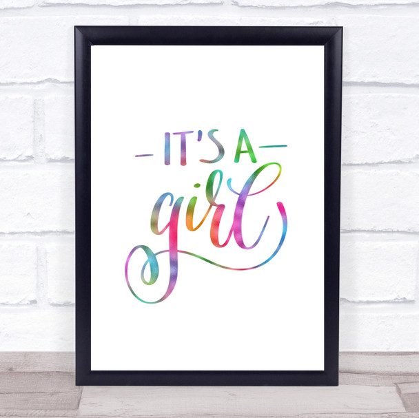 Its A Girl Rainbow Quote Print