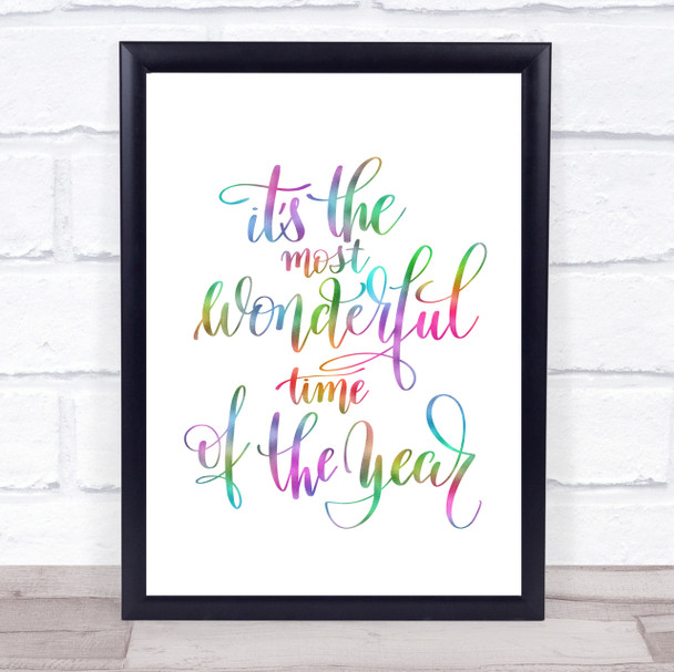 Its The Most Wonderful Time Of Year Rainbow Quote Print