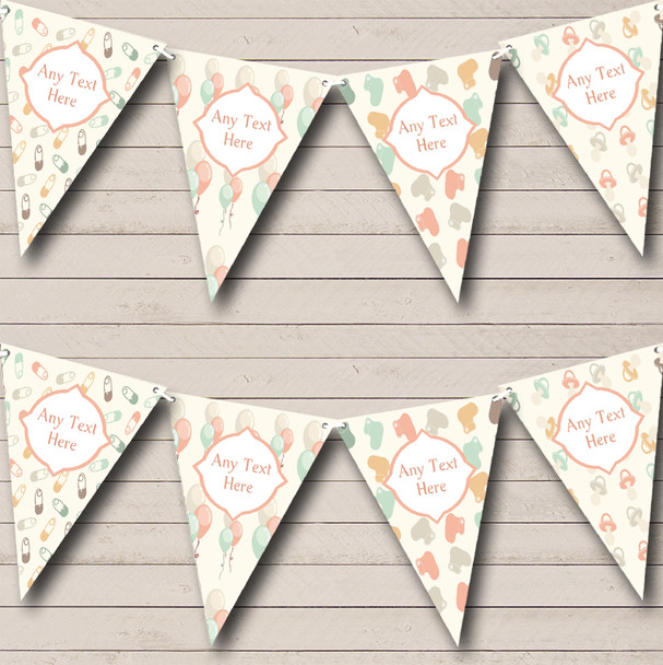 Neutral Balloons Nappy Pins Welcome Home New Baby Bunting