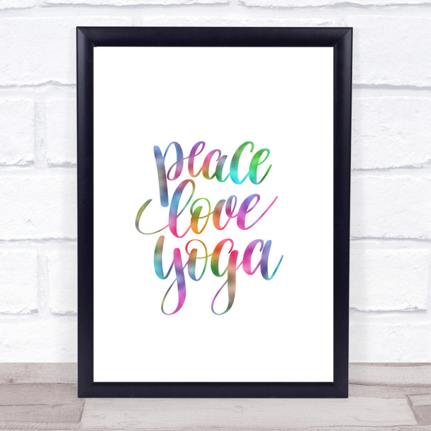 Peace Love Yoga Rainbow Quote Print