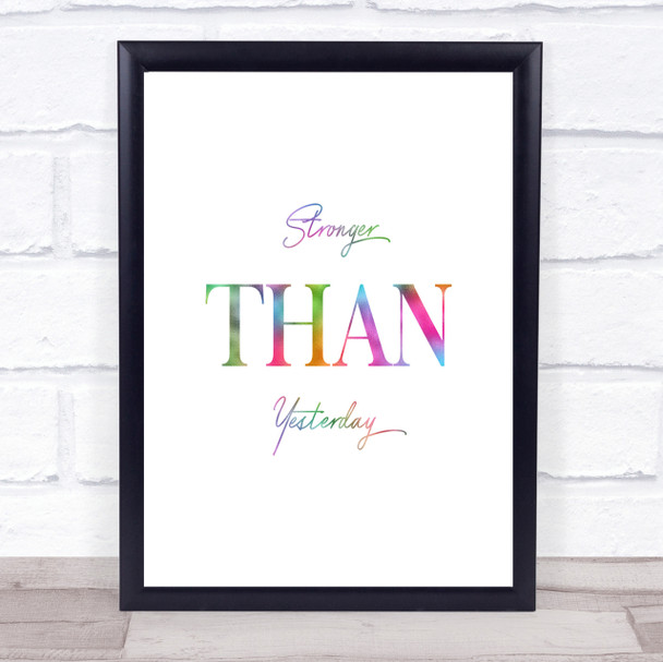 Stronger Rainbow Quote Print