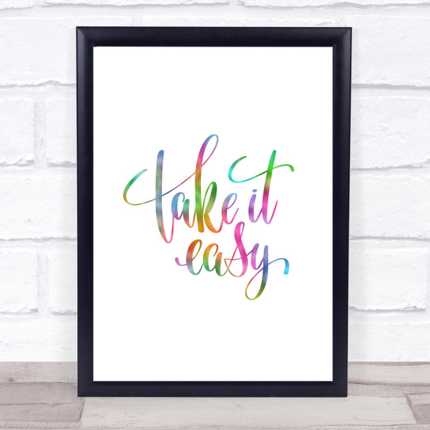 Take It Easy Rainbow Quote Print