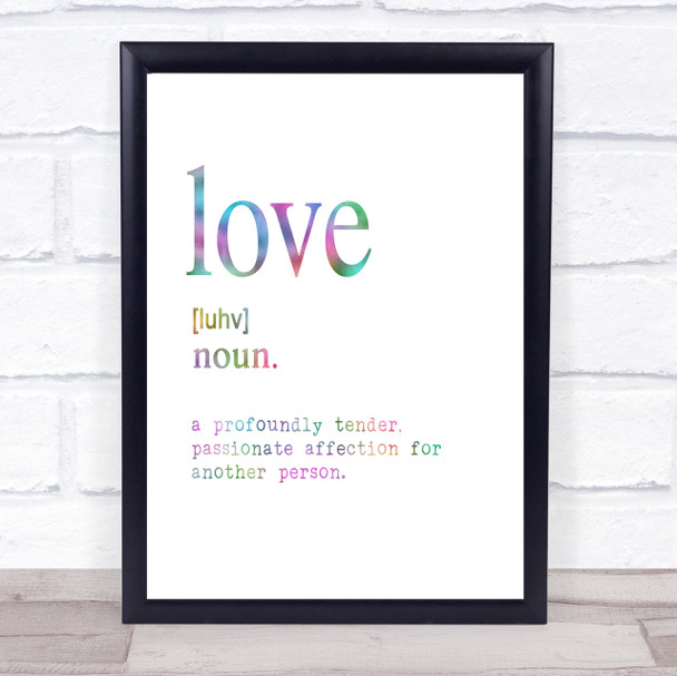 Word Definition Love Rainbow Quote Print