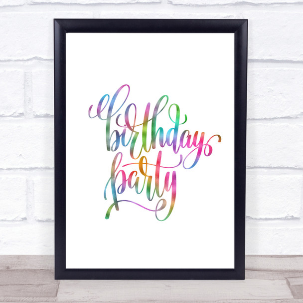 Birthday Party Rainbow Quote Print