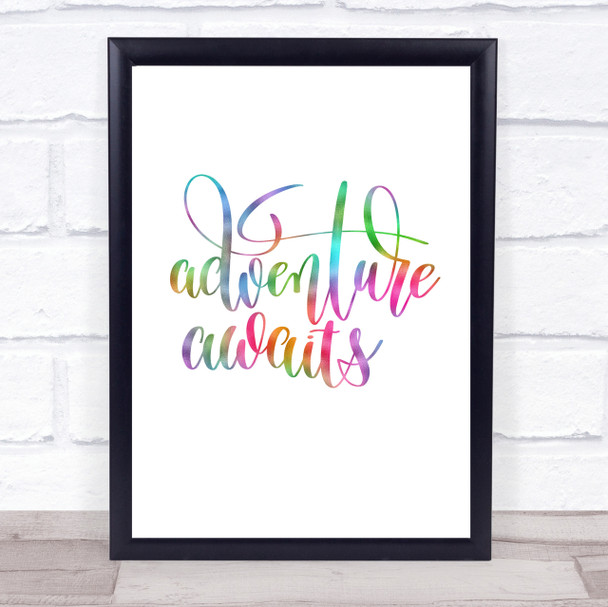 Adventure Awaits Rainbow Quote Print