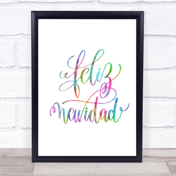 Christmas Feliz Navidad Rainbow Quote Print