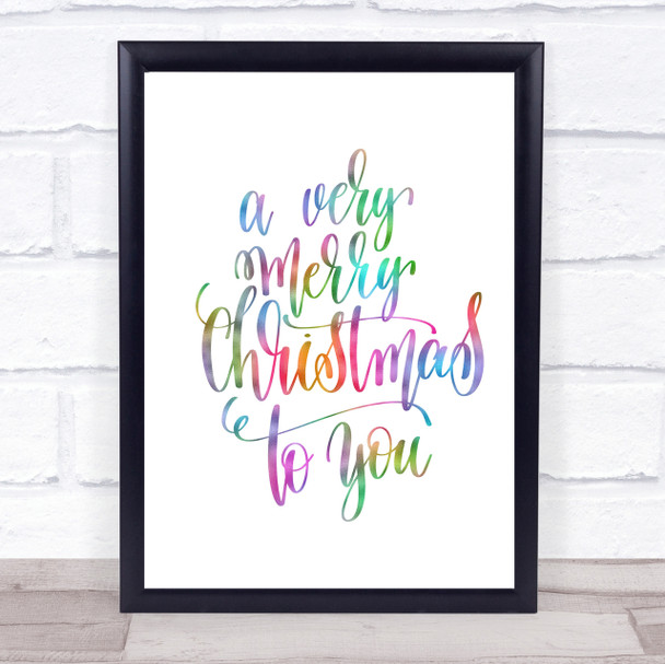 Christmas Ha Very Merry Rainbow Quote Print