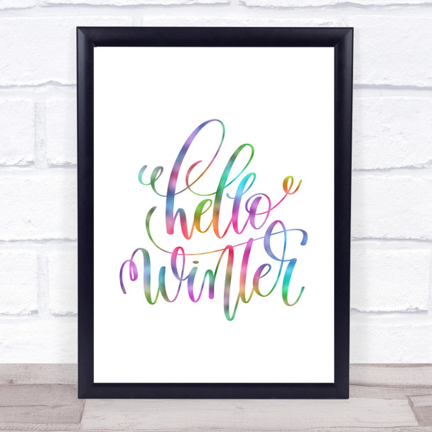 Christmas Hello Winter Rainbow Quote Print