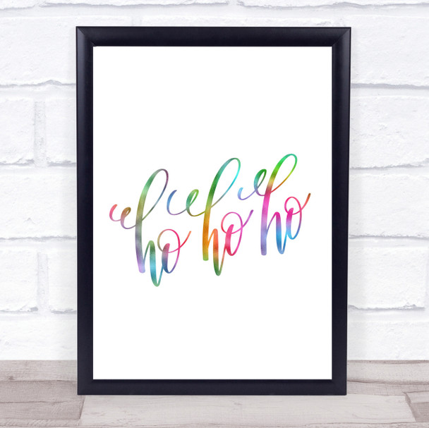 Christmas Ho Ho Ho Rainbow Quote Print