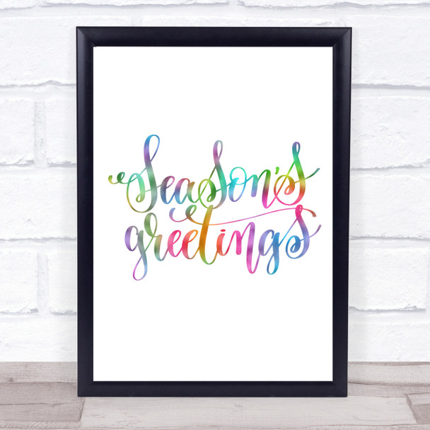 Christmas Seasons Greetings Rainbow Quote Print