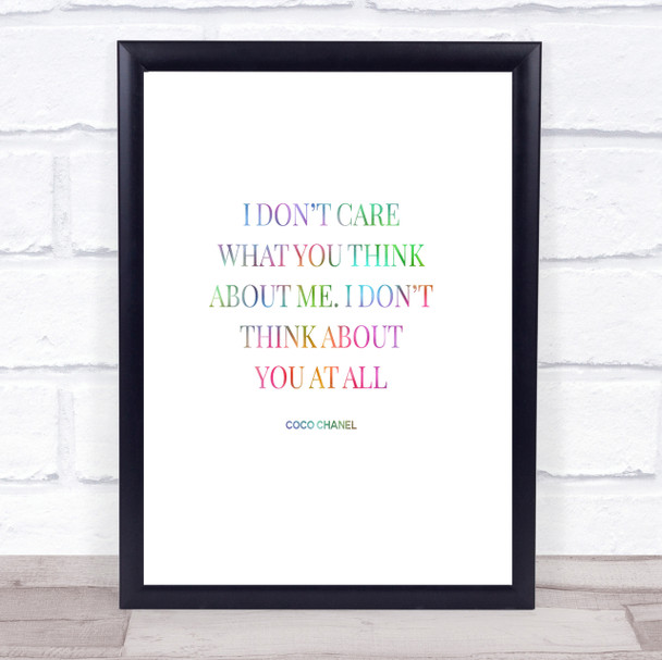Coco Chanel I Don't Care What You Think Rainbow Quote Print