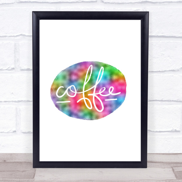 Coffee Black Circle Rainbow Quote Print