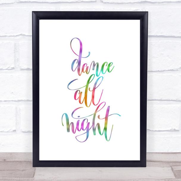 Dance All Night Rainbow Quote Print