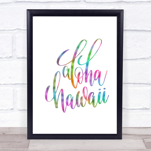 Aloha Hawaii Rainbow Quote Print