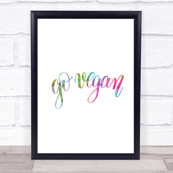 Go Vegan Rainbow Quote Print