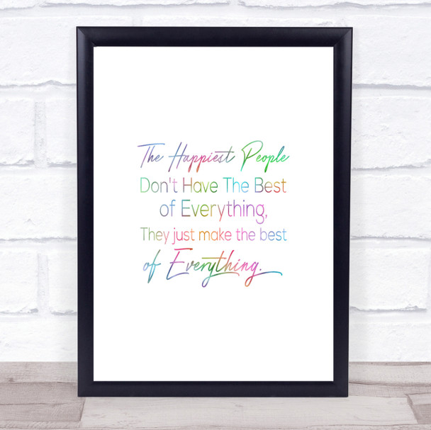 Happiest People Rainbow Quote Print