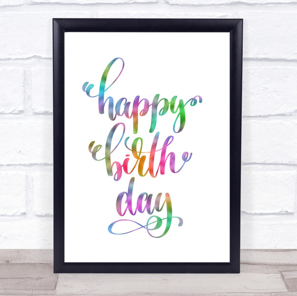 Happy Birth Day Rainbow Quote Print