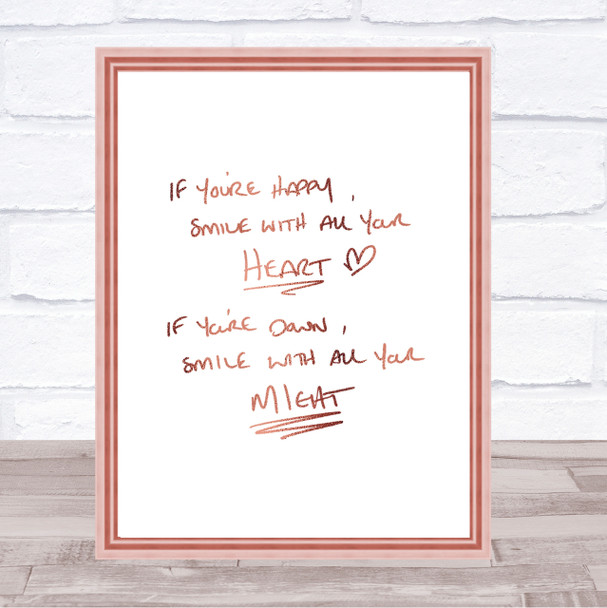 If Your Happy Heart Quote Print Poster Rose Gold Wall Art If Your Happy Heart Quote Print Poster Rose Gold Wall Art