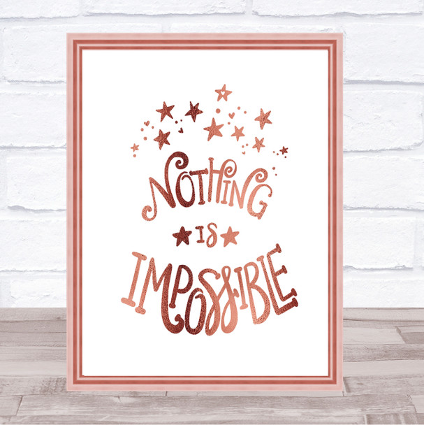 Impossible Unicorn Quote Print Poster Rose Gold Wall Art