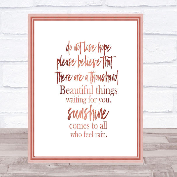 Lose Hope Quote Print Poster Rose Gold Wall Art