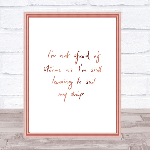 Not Afraid Storms Quote Print Poster Rose Gold Wall Art