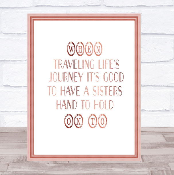 A Sisters Hand Quote Print Poster Rose Gold Wall Art