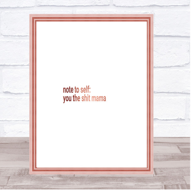 Note To Self Quote Print Poster Rose Gold Wall Art