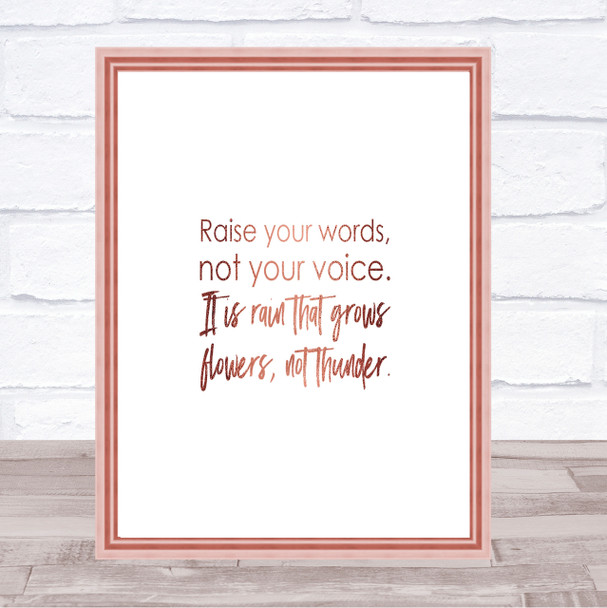Raise Your Words Quote Print Poster Rose Gold Wall Art