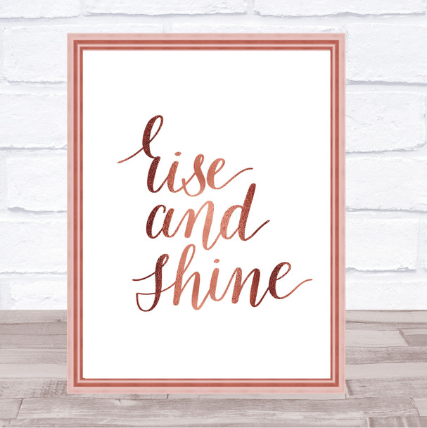 Rise And Shine Quote Print Poster Rose Gold Wall Art Rise And Shine Quote Print Poster Rose Gold Wall Art