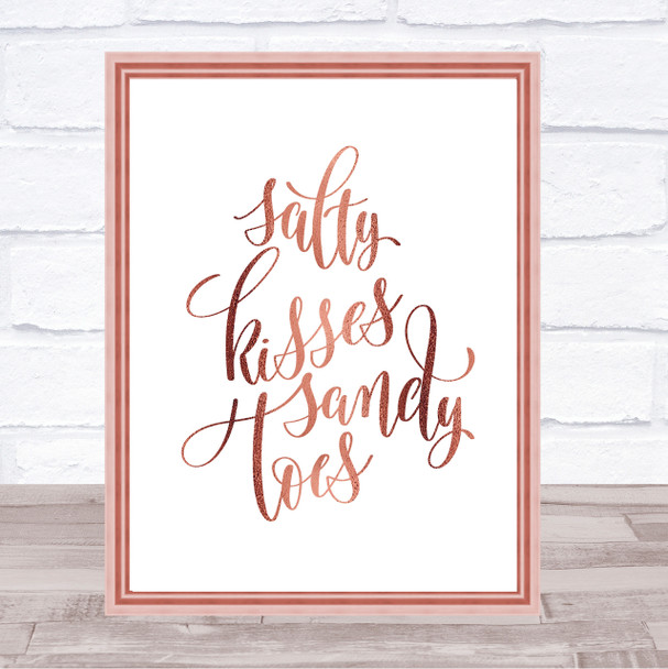 Salty Kisses Sandy Toes Quote Print Poster Rose Gold Wall Art
