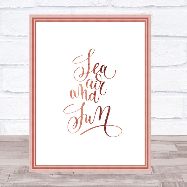 Sea Air Sun Quote Print Poster Rose Gold Wall Art