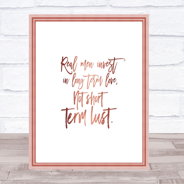 Short Term Lust Quote Print Poster Rose Gold Wall Art