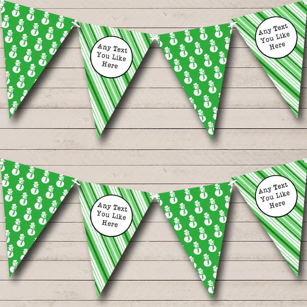 Snowmen & stripes Green Christmas Decoration Bunting