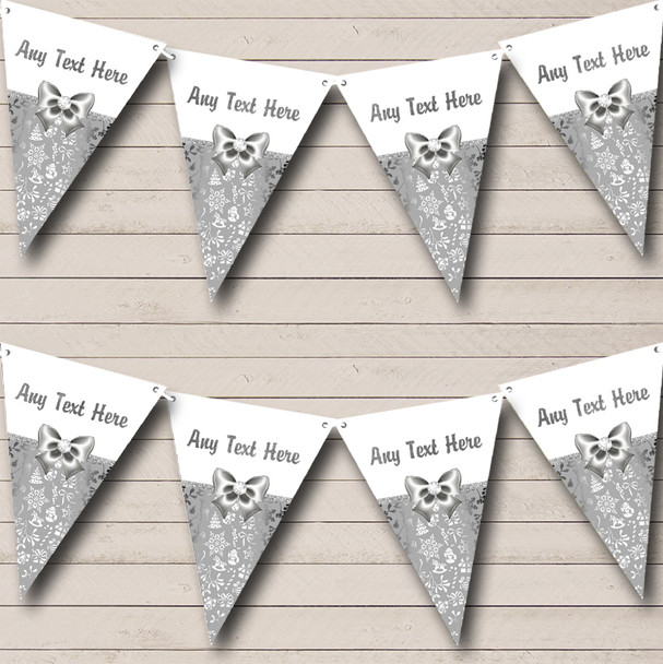 Silver And White Bow Christmas Bunting