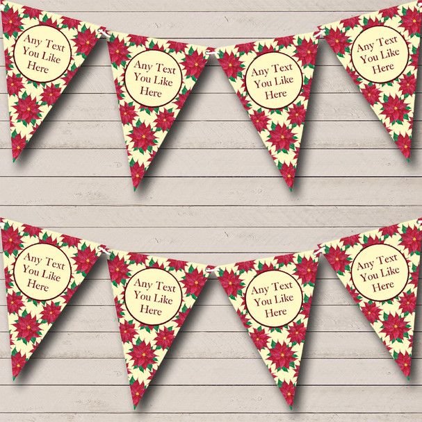 Red Xmas Flower Christmas Decoration Bunting