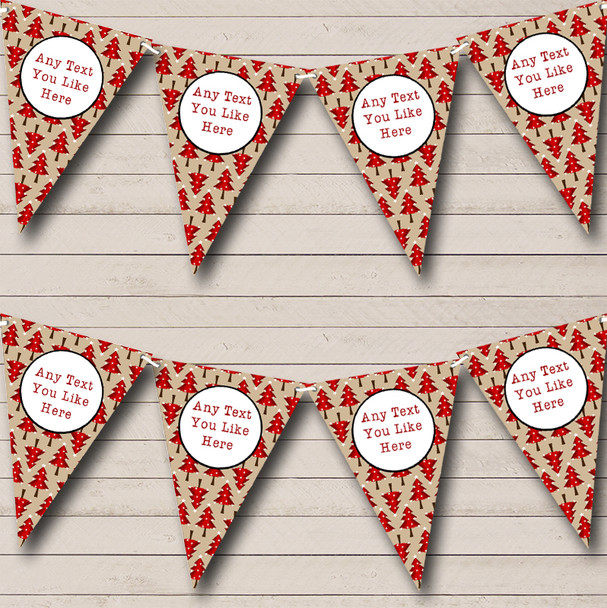 Red Sparkly Xmas Trees Christmas Decoration Bunting