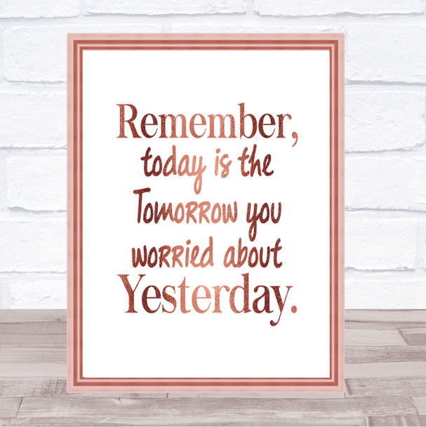 Tomorrow You Quote Print Poster Rose Gold Wall Art