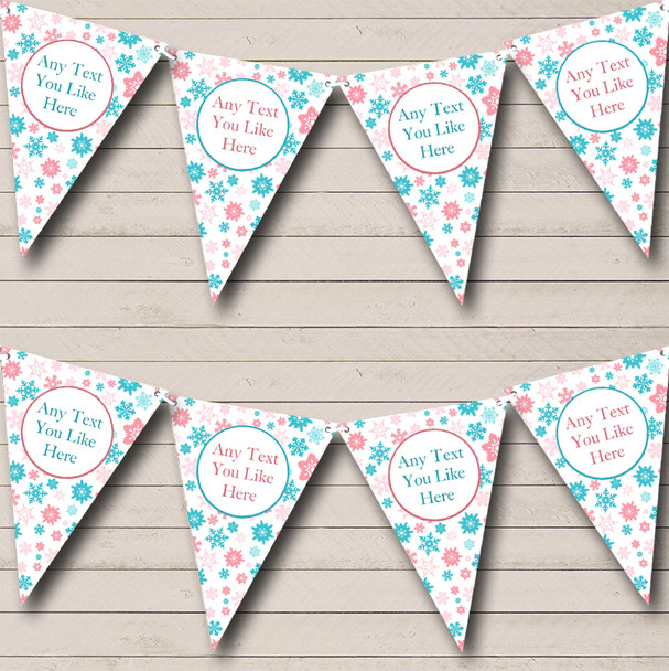 Pink & Blue Snowflakes Christmas Decoration Bunting