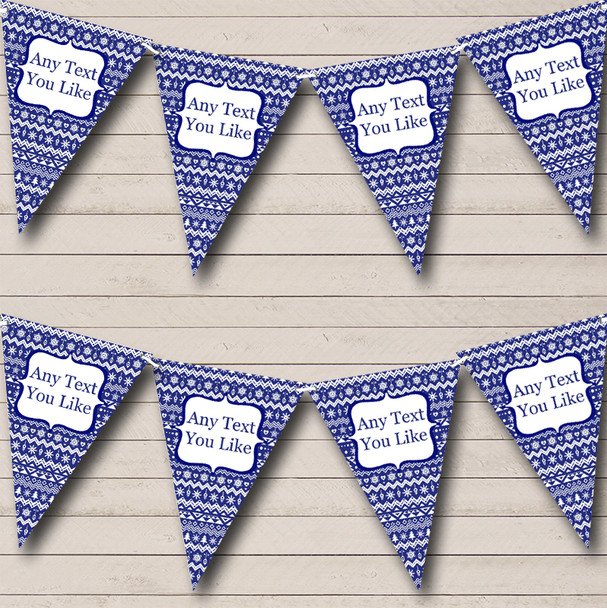 Navy Blue White Snowflake Christmas Bunting