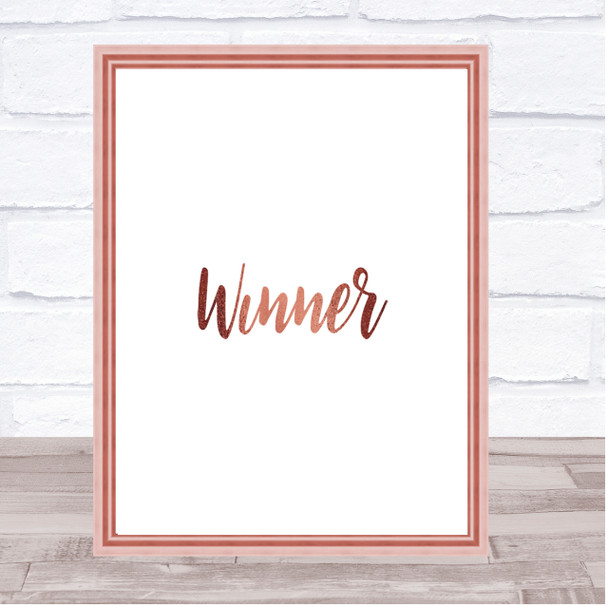 Winner Quote Print Poster Rose Gold Wall Art