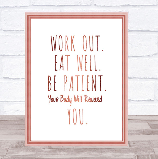 Work Out Quote Print Poster Rose Gold Wall Art