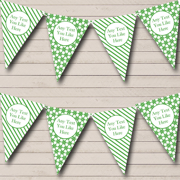 Green & White Stripes Snowflakes Christmas Decoration Bunting