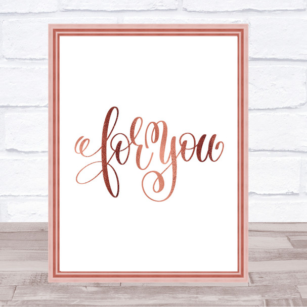 Christmas For You Quote Print Poster Rose Gold Wall Art
