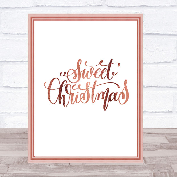 Christmas Sweet Xmas Quote Print Poster Rose Gold Wall Art