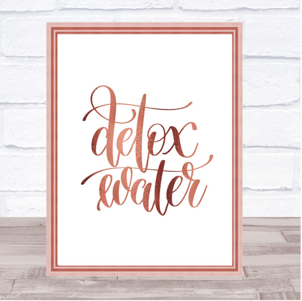 Detox Water Quote Print Poster Rose Gold Wall Art