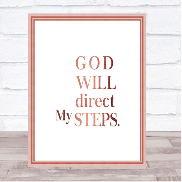 Direct My Steps Quote Print Poster Rose Gold Wall Art