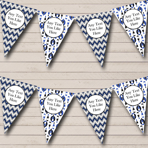 Blue Chevrons Wine Bottles Christmas Decoration Bunting