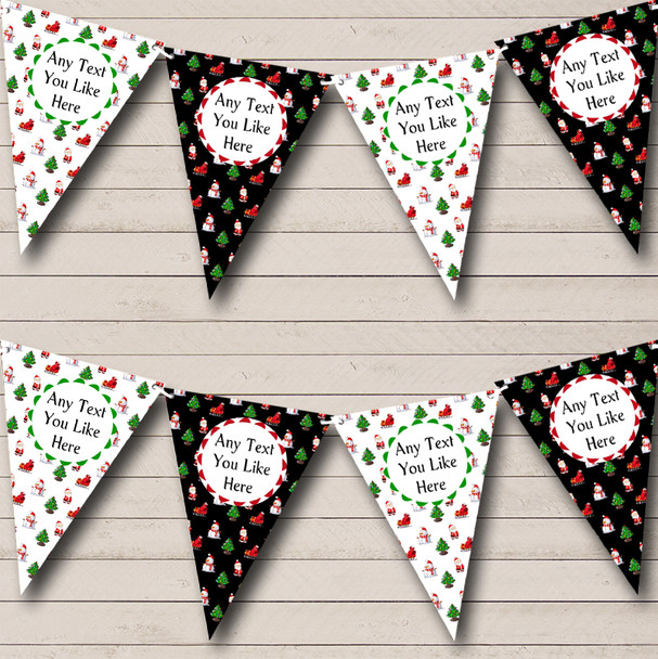 Black White Santa & Snowman Christmas Bunting