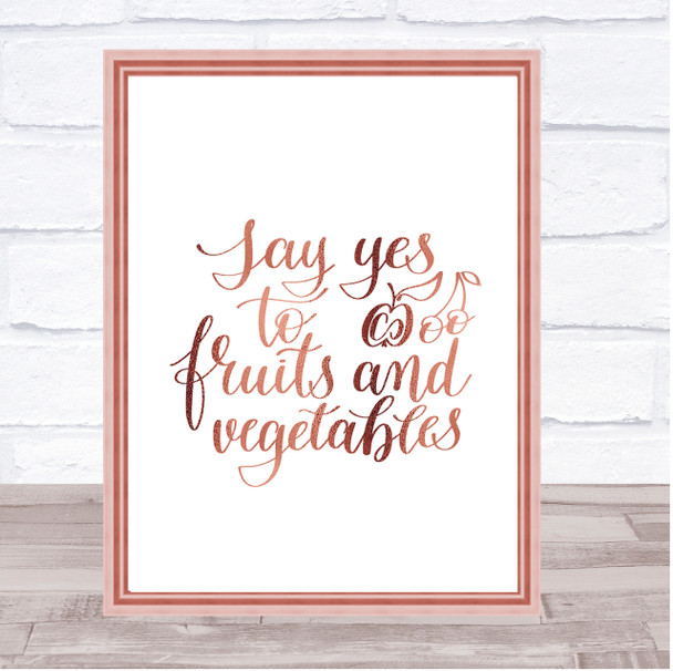 Fruits And Vegetables Quote Print Poster Rose Gold Wall Art