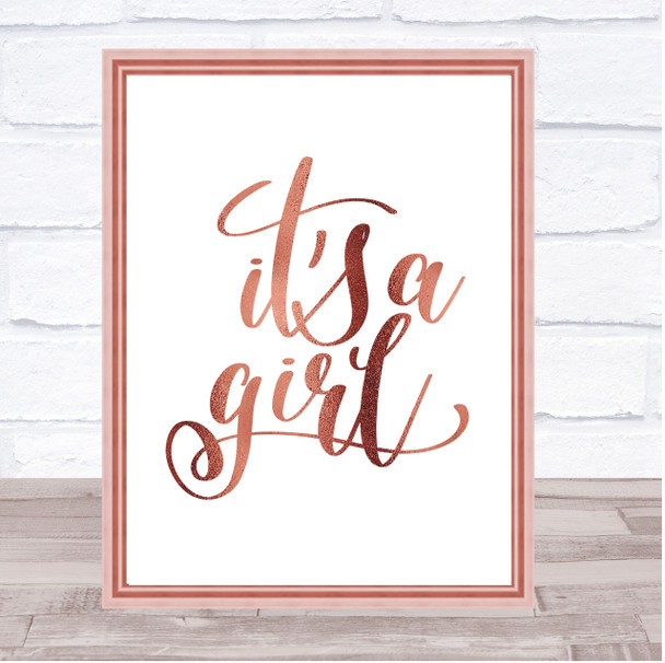 A Girl Quote Print Poster Rose Gold Wall Art